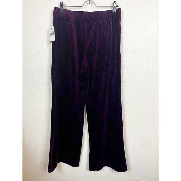 NWT Joe's Sz Medium Purple Aubergine Velvet Velour Wide Flare Pants Sweatpants - Picture 4 of 9